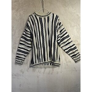 Bergati Men's LargeSweater Textured 3D Knit Pattern Coogi Style Gray Vintage 90s